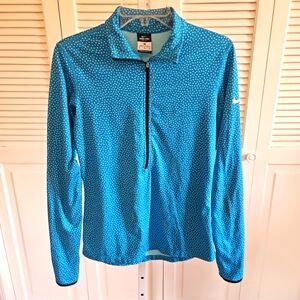 Nike Pro Warm Dri-Fit 1/2 Zip Pullover Top Womens Size Medium Blue Light  Jacket